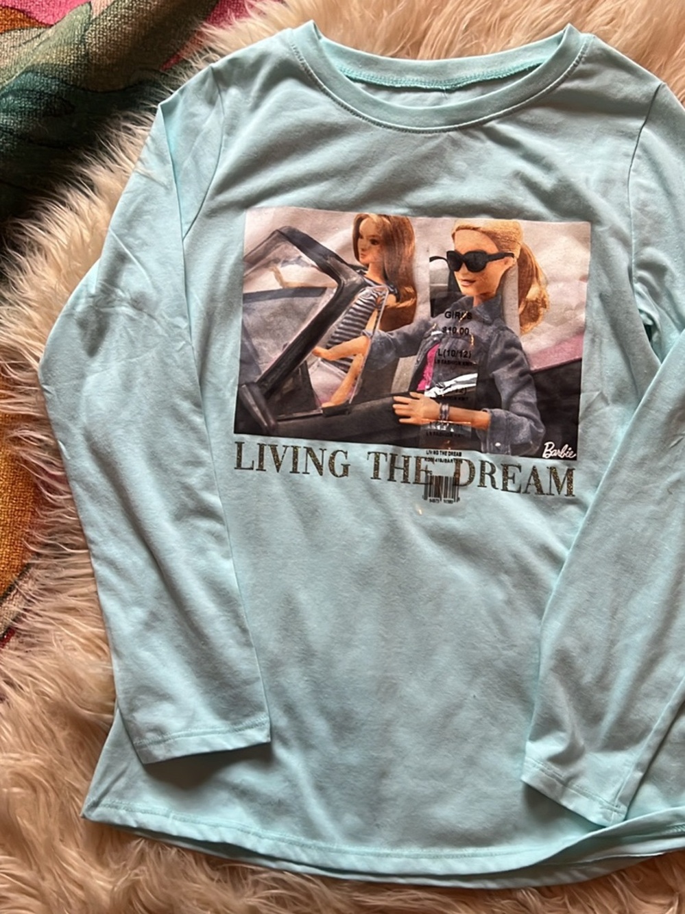 Barbie Long Sleeve Crew Neck Tee with Logo